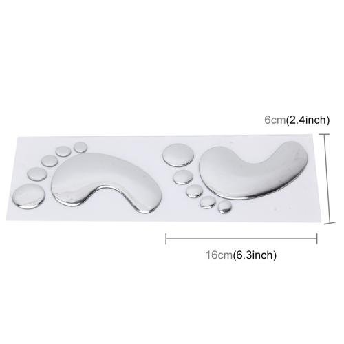 A Pair 3D Soft Rubber Car Stickers Feet Car Sticks Small Footprints Car Stickers Decorative Sticker(Silver),Size: 16 x 6cm A Pair 3D Soft Rubber Car Stickers Feet Car Sticks Small Footprints Car Stickers Decorative Sticker(Silver),Size: 16 x 6cm