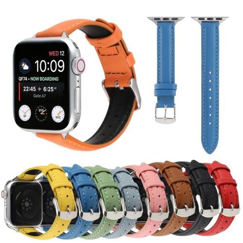 14mm Slim Genuine Leather Watch Band Watch Band For Apple Watch Series 7 41mm / 6 & SE & 5 & 4 40mm / 3 & 2 & 1 38mm(Pink) 14mm Slim Genuine Leather Watch Band Watch Band For Apple Watch Series 7 41mm / 6 & SE & 5 & 4 40mm / 3 & 2 & 1 38mm(Pink)