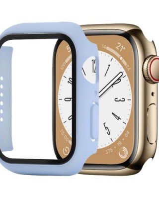 Shockproof PC+Tempered Glass Watch Protective Case For Apple Watch Series 8&7 41mm(Ice Sea Blue)