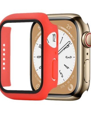 Shockproof PC+Tempered Glass Watch Protective Case For Apple Watch Series 8&7 41mm(Red)