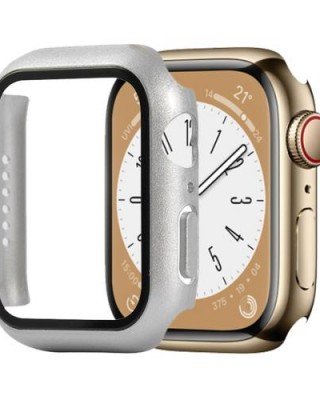 Shockproof PC+Tempered Glass Watch Protective Case For Apple Watch Series 8&7 45mm(Silver)