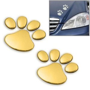 3D Footprint Pattern Car Sticker, Size: 7cm x 6cm (approx.)(Gold)