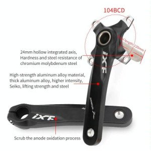 JIANKUN IXF Mountain Bike Hollow Crank Modified, Style:Left and Right Crank+Bottom Bracket(Silver)