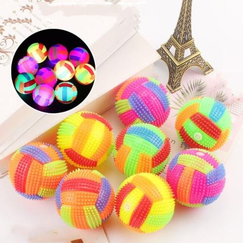 10 PCS Luminous Volleyball Bouncy Ball Massage Ball Whistle Thorn Ball, Random Color Delivery, Diameter: 7.5cm 10 PCS Luminous Volleyball Bouncy Ball Massage Ball Whistle Thorn Ball, Random Color Delivery, Diameter: 7.5cm