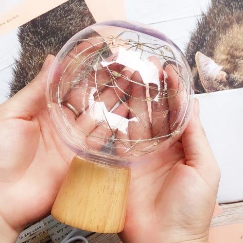 1.2W Star Moon Night Light USB Diamond Wood Base LED Atmosphere Light(Warm Light)