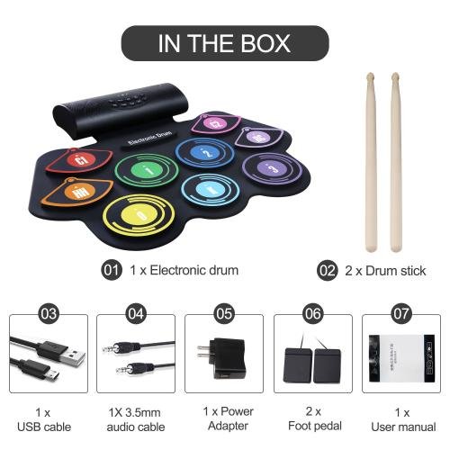 Hand-Rolled Drum Set Color Electronic Drum Lithium Battery Rechargeable Silicone Drum Set Hand-Rolled Drum Set Color Electronic Drum Lithium Battery Rechargeable Silicone Drum Set