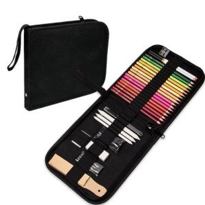 36-Hole Canvas Folding Pen Curtain Sketch Pencil Color Lead Storage Bag(Black)