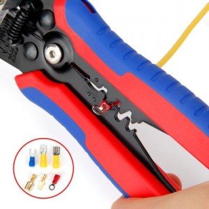 D2 Automatic Multifunctional Crimping And Stripping Pliers Portable Electrician Wire Tools(Red Blue Handle)